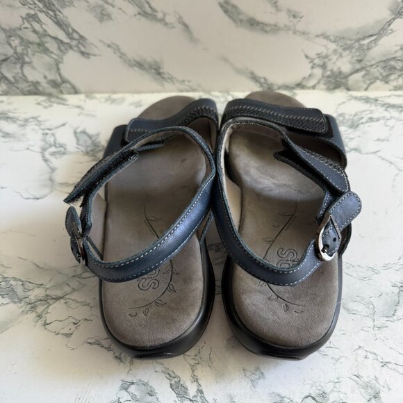 SAS Women 8.5W Nudu Sandal Slingback Tripad Comfort Orthotic Leather Blue Shoe - Picture 4 of 6